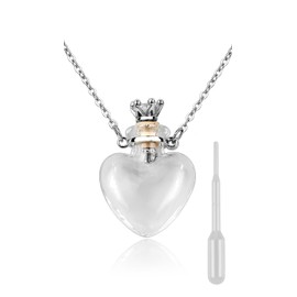DS. DISTINCTIVE STYLE Vial Necklace Heart Shaped Perfume Bottle Pendant Blood Vial Necklace for Liquid Memorial Jewelry for Ashes Glass Keepsake Urn Necklace for Women