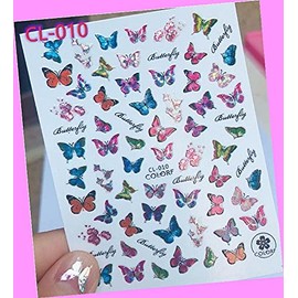 Laser Holographic Butterfly Waterproof 3D Self-Adhesive Nail Stickers Cl10 for Nails Design Nail Art Stickers Decals Supplies Manicure Tips Sticker Colorful for Nail Decorations
