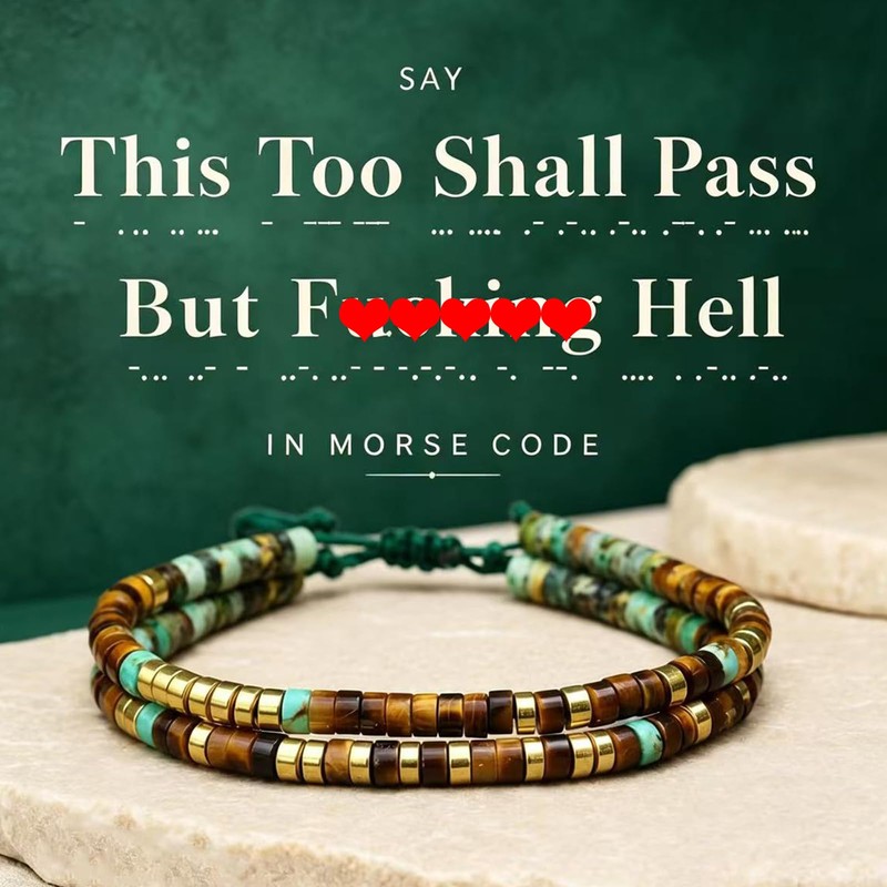 PENGION This Too Shall Pass Morse Code Bracelet for Women,