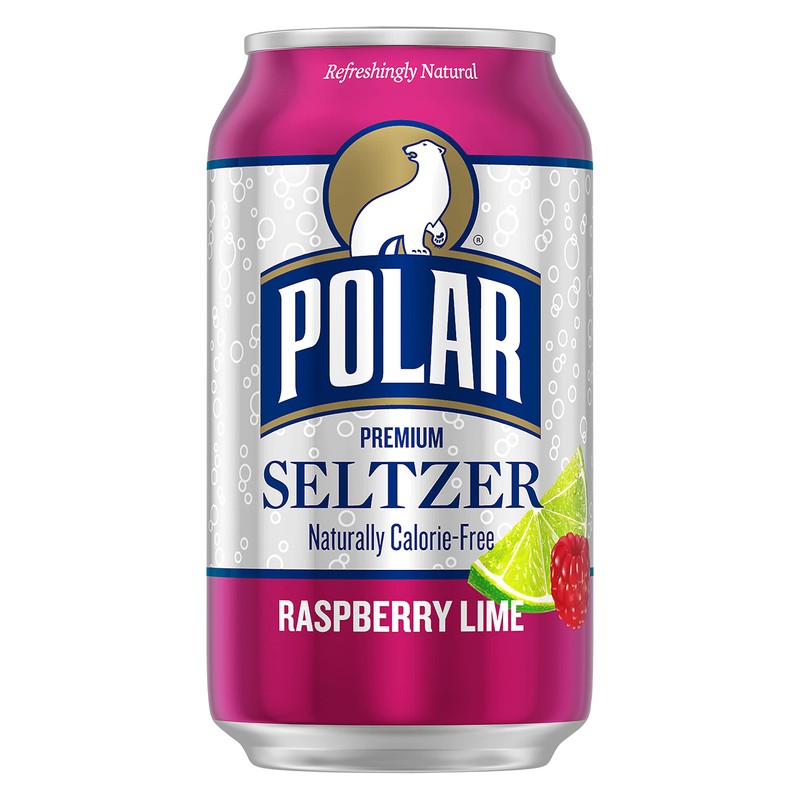 Polar Seltzer Water Raspberry Lime, 12 fl oz cans, 18