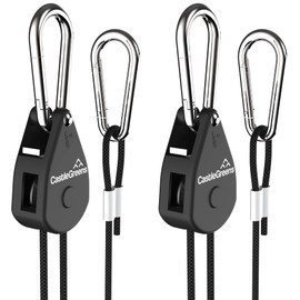 1/8 Inch Adjustable Rope Hanger, Heavy Duty Light Fixture Hangers with Reinforced Metal Gears, 8 Feet Long & 150 Lbs Weight Capacity, Loose-Proof Design, 1-Pair, 2 Pcs - CastleGreens