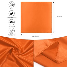 AWAYTR 23.6" Satin Neck Scarf Small Hair Scarf Women Silk Head Scarf Costume Bandana Girls Vintage Handkerchief Ribbon Scarf (Orange)
