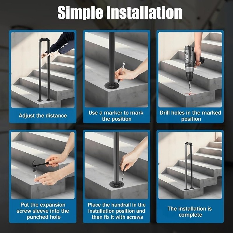 U-Shaped Stair Handrail,Hand Rails for Outdoor Steps,Stair Handrail, Indoor Stair
