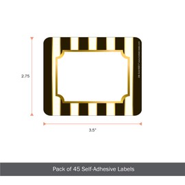 Barker Creek Name Badges/Self-Adhesive Labels, Gold, Multi-Designs, Use as Name Tags, Gift Tags, Labels, Bookplates, And More! 3.5" x 2.75", 45 per Pkg (1532)