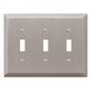 AMERELLE 163TTTBN Century Triple Toggle Steel Wallplate in Brushed Nickel