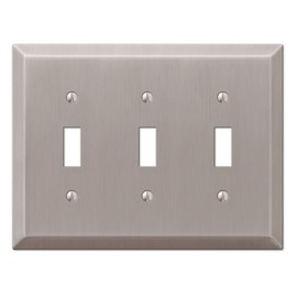 AMERELLE 163TTTBN Century Triple Toggle Steel Wallplate in Brushed Nickel