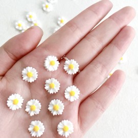 Unbranded 10Pcs Nail Art Case Charm Jewelry  White Resin Flat Back Daisy Flower 11mm NH25