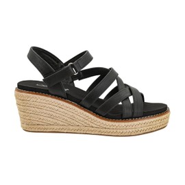 Corkys Footwear Women's All Nighter 3-Inch Wedge - Features A Jute-wrapped Heel, An Elegant Strappy Upper, And Memory Foam EVA Insoles For All Day Comfort - Black - Size 9