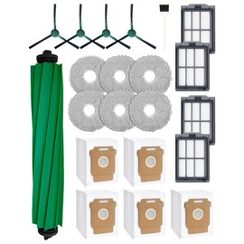 iRobacc 21 Pcs Replacement Parts for iRobot Roomba Plus 405/505 Combo Robot Vacuum Cleaner: 1 Main Brush, 4 Side Brushes, 4 HEPA Filters, 5 Dust Bags, 6 Mop Pads, 1 Cleaning Brush