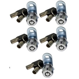 Admiral Locks 5/8” Tubular Cam Lock, Keyed Alike Removable Key RV Compartment Storage Lock Cabinet Locks (5/8 Inch 90°, Chrome Pack of 5)