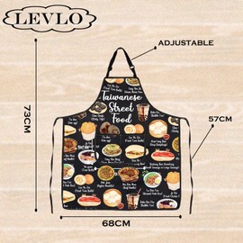 LEVLO Taiwanese Street Food Kitchen Apron for Mom Dad BFF Taiwan Night Market Cooking New Home Gift (Taiwanese Street Food)