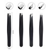 4-Piece Eyebrow Tweezers Set - Professional Stainless Steel Oblique Pointed