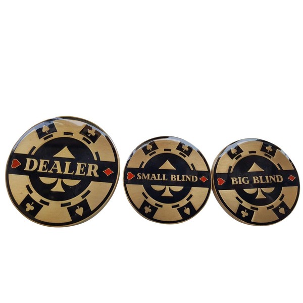Double Sided Poker Dealer Button, Small Blind & Big Blind Buttons