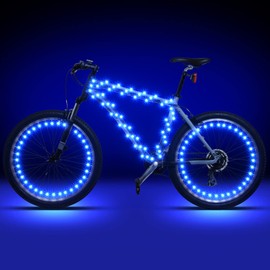 Woanger 3 Pcs LED Bike Lights for Night Riding Bicycle Frame and Wheel Color Lights Battery Powered Bike Accessories Gifts for Adults Riding at Night(Blue)