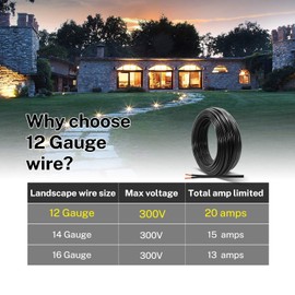FIRMERST 12/2 Low Voltage Wire Outdoor Landscape Lighting Cable 50 Feet