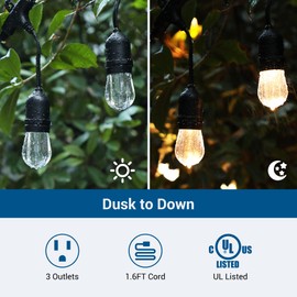 DEWENWILS Light Timer Outdoor Weatherproof with 2 FT Extension Cord, Photocell Timer Switch with 3 Grounded Outlets for Christmas Decorations, Landscape Light, String Lights, UL Listed