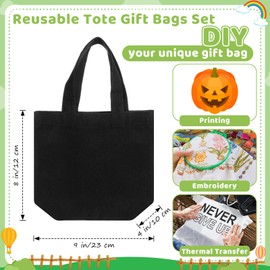 GliCraft 24 Pcs Christmas Small Canvas Tote Bag Mini Sublimation Blank Shopping Tote Bags Bulk with Handles(Black)