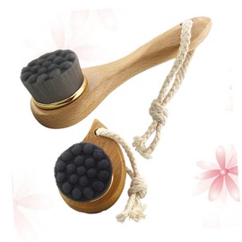 FOMIYES 2pcs Facial Cleansing Brush Kit Exfoliating Face Cleanser Brush Wooden Handle Deep Pore Cleansing Tool for Dry Oily Skin