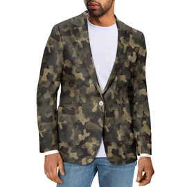 ZWPINITUP Men's Camouflage Blazer Jacket Xmas Casual One Button Holiday Suit with Pockets 8 Sizes