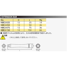 Kyoto Machine Tools (KTC) NBE2-050 Neplos 0.25 inch (6.3 mm) (1/4 inch) Extension Bar