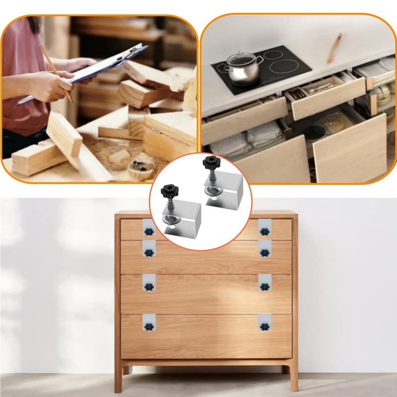 2 Pcs Silver Drawer Fixing Clips, Drawer Front Installation Clamps,