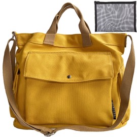 Large Canvas Crossbody Tote Bag with Pockets Canvas Messenger Bag Shoulder Hobo for Women Men Casual Travel Work Bags