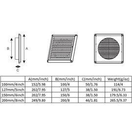 SagaSave 5inch Air Return Grille Louvered Design Paintable Vent Cover Matte White Consistent Air Flow Vent Cover Grill Easy Adjust Air Supply Lever for Home