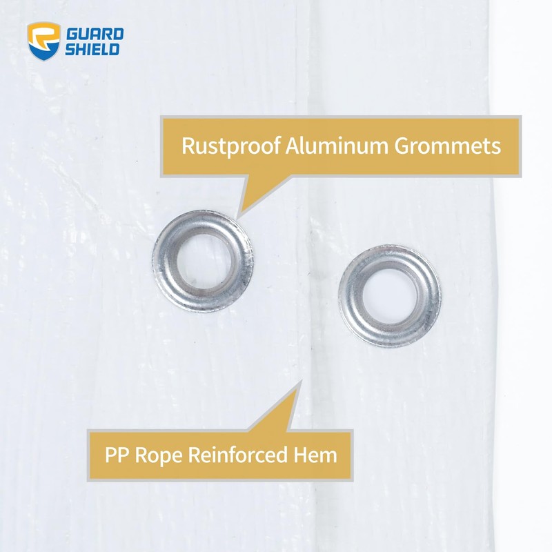 GUARD SHIELD Tarp White 9x12 Feet Multi Purpose Waterproof Poly