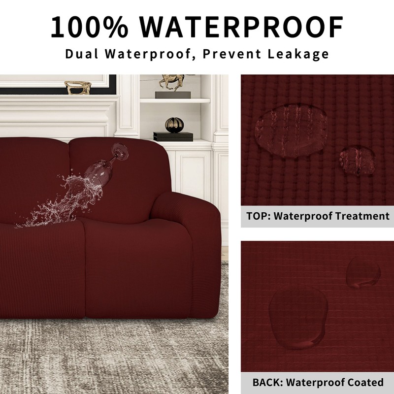 Easy-Going 100% Dual Waterproof Recliner Loveseat Cover, 6-Pieces Stretch Relining