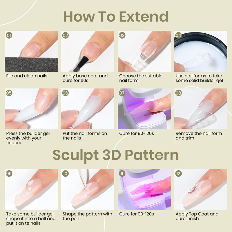White Solid Builder Gel for Nails, Sculpting Gel Non-sticky Hand