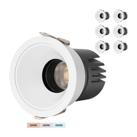 CXWV 3 Inch LED Recessed Downlight,7W Dimmable Anti-Glare Ceiling Light with Driver, CRI92 560LM,3000K/4000K/6000K White Lighting Fixture(6 Pack)(6000K-White Light)
