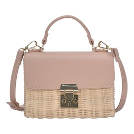 Madison West - The Madeline Crossbody Sunbleached Straw Bag Top Handle Satchel Bag for Women - Blush
