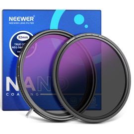 NEEWER HD True Colors 82 mm Variable ND Filter ND2-512 (1-9 Stops), VND Filter and Magnetic ND32 Lens Filter, Multi-Coated, No Colour Shift, No X Cross, No Vignetting