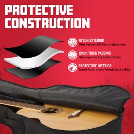 Gator Cases Foam Padded Acoustic Bass Guitar Gig Bag, Fits Acoustic Bass Guitars up to 49.3" in Length (GBE-AC-BASS)