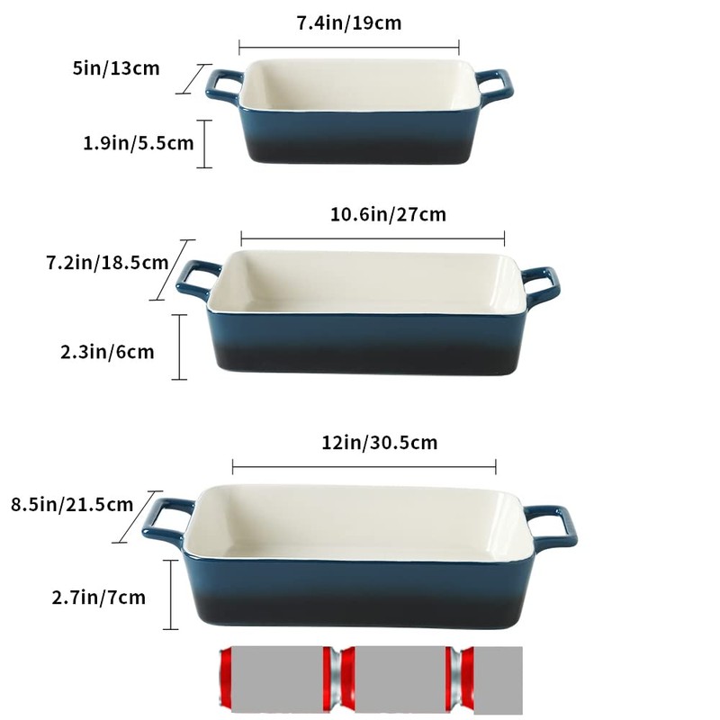 KOOV Bakeware Set, Ceramic Baking Dish, Rectangular Baking Pans Set,