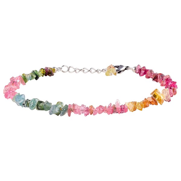 Watermelon Tourmaline Bracelet for Women October Birthstone 8" Adjustable Delicate