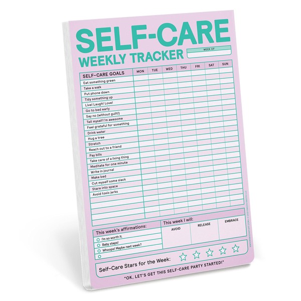 Knock Knock Self-Care Weekly Tracker Pad, Step-by-Step Self-Care Checklist Note Pad (Pastel Version), 6 x 9-inches