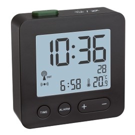 TFA Dostmann 60.2545 Digital Radio-Controlled Alarm Clock, Single, Black