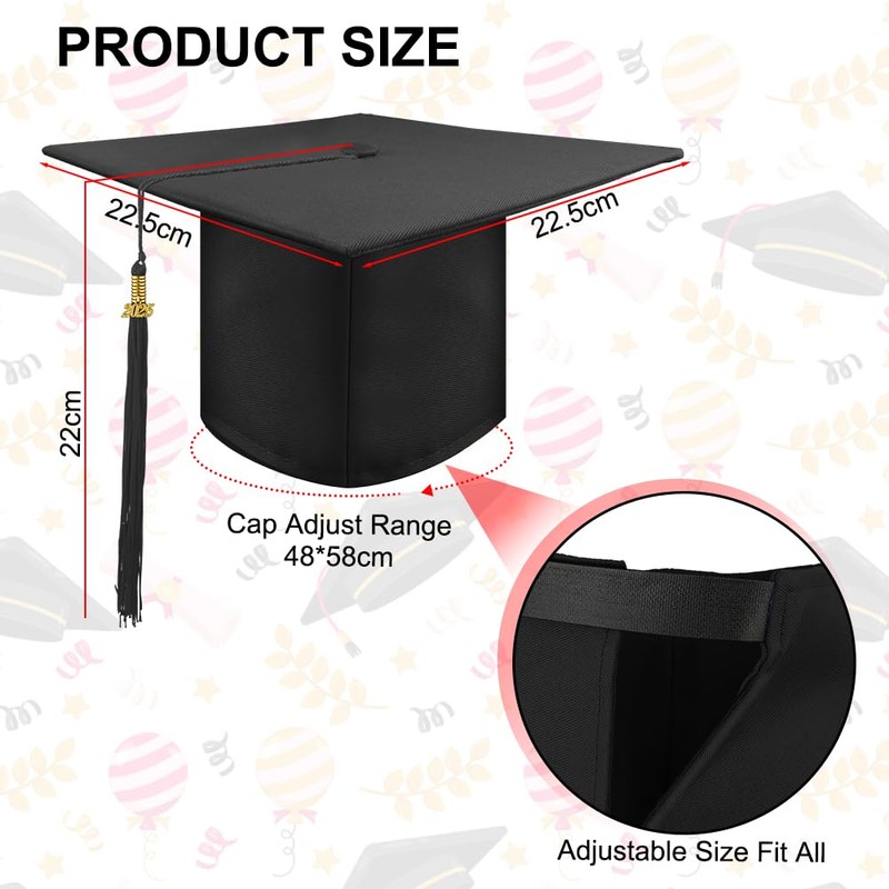 AUYAO Graduation Hat for Adult, Adjustable Academic Graduation Hat, Academic