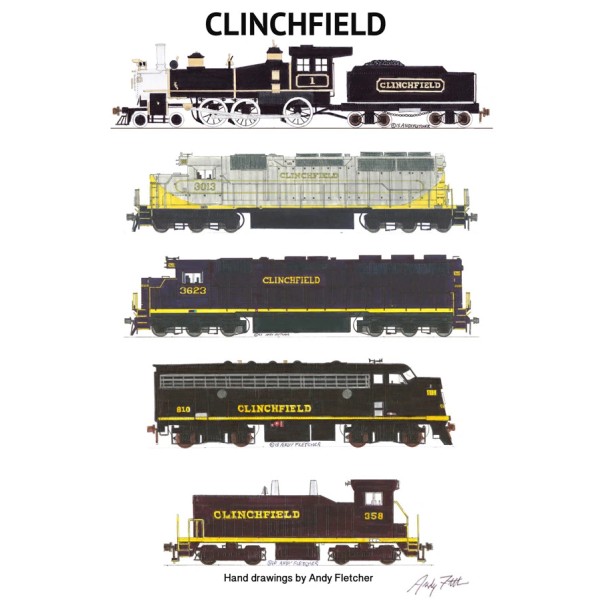 Clinchfield Locomotives 11"x17" Poster by Andy Fletcher signed