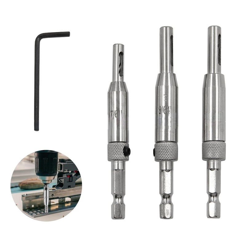 3pcs High Speed Steel Self Centering Drill Bits, Hinge Drill
