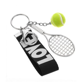 Tennis Keychain, Color Mini Tennis Racket with Ball Keychain Key Ring Mini Cute Tennis Racket Ball Keychain Perfect Gifts Mini Metal Tennis Keychains Baseball Keychain for Women Men Girls Boys Gifts
