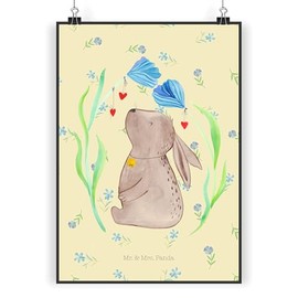Mr. & Mrs. Panda Poster DIN A3 Rabbit Flower - Gift, Easter Bunny, Dreams, Birthday, Easter Nest, Hope, Easter, Wall Decoration, Pregnancy, Wall Poster, Picture, Easter Gifts