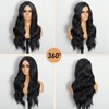 Iswlhics Long Black Wig for Women, Long Wavy Lace Hairline