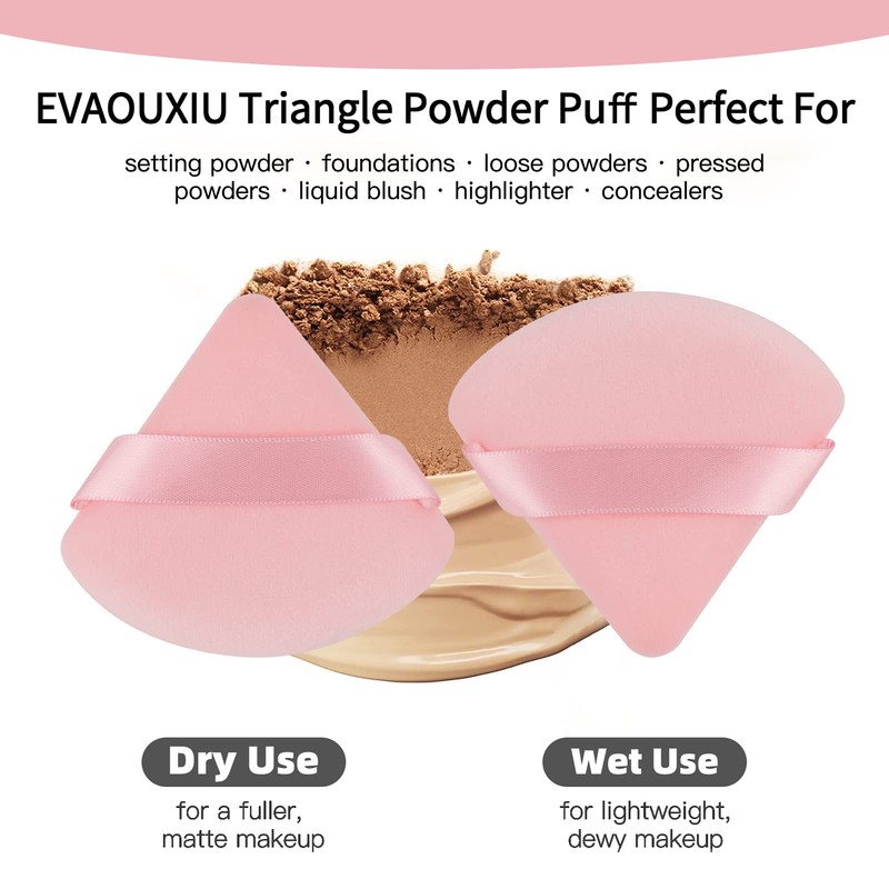 2 Pcs EVAOUXIU Triangle Powder Puff for Face Powder, Soft