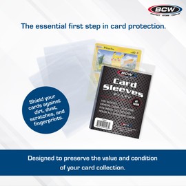 BCW Standard Card Sleeves - Penny Sleeves 2 5/8 x 3 5/8 | 1000 Clear Trading Card Sleeves | Card Protector Sleeves for Baseball, Sports & Trading Cards | 10 Packs of 100 Each