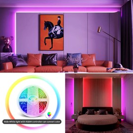 GIDEALED LED Light Strips RGBW 16.4ft Multicolor Ambiance LED Flexible Lights 300LEDs 5 pin RGB+Cold White LED Strips Tape Lights(only 16.4ft Strip Lights)