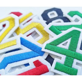 Bfuee 30 Pieces Iron-on Number Patches, Embroidered Numbers 0-9 Applique, Green