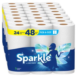 Sparkle Pick-A-Size Paper Towels, 24 Double Rolls (2,640 Sheets Total) - Strong 2-Ply Towels for Kitchen Cleanup and Everyday Messes