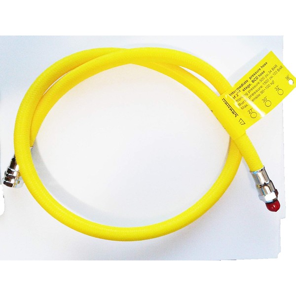 Sopras Sub Scuba Diving {40" - 101cm} Flexible Braided Hose Yellow Low Pressure Regulator Octo Hose 2nd Stage Octopus